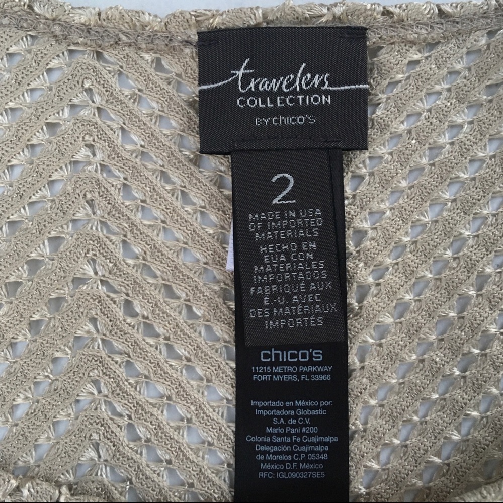 Chico’s Metallic Gold see through Size 2 Top - Picture 2 of 5